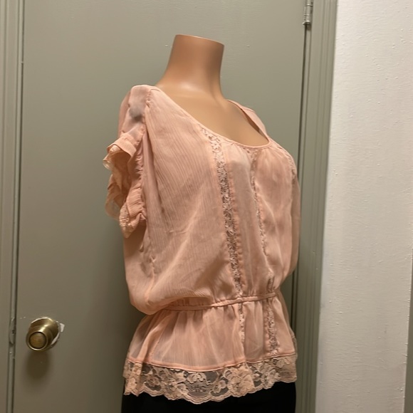 Princess Vera Wang Sheer Lace Peplum Blouse Size Medium EUC - Picture 6 of 10